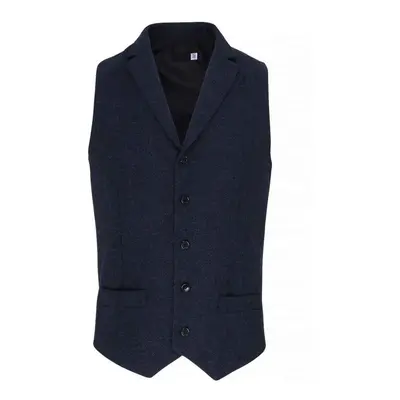 (S, Navy) Premier Mens Herringbone Waistcoat