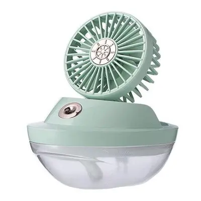 (Green) 5V Ocean Wind Spray Fan Wireless Humidifier Fan Gear Speed 90Adjustable Angle Portable U