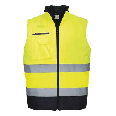 (Yellow/Navy, S) Portwest Hi-Vis Two Tone Bodywarmer