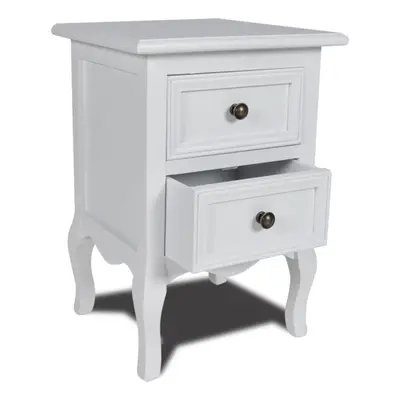 vidaXL Nightstand with Drawers MDF White Bedroom Bedside Table Cabinet Stand