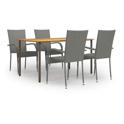 vidaXL Garden Dining Set Piece Grey Poly Rattan Outdoor Table and Chair