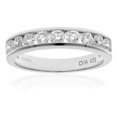 (N) Jewelco London Platinum Channel Set Half Eternity Ring, IJ/I Certified Diamonds, Round Brill