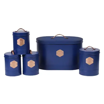 Neo Retro Inspired Sleek Matt & Copper Piece Kitchen Canister Set Navy