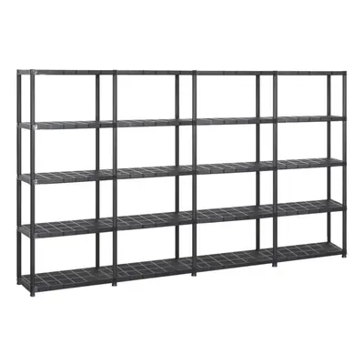 vidaXL Storage Shelf 5-Tier Black Plastic Indoor Furniture Storage Organiser