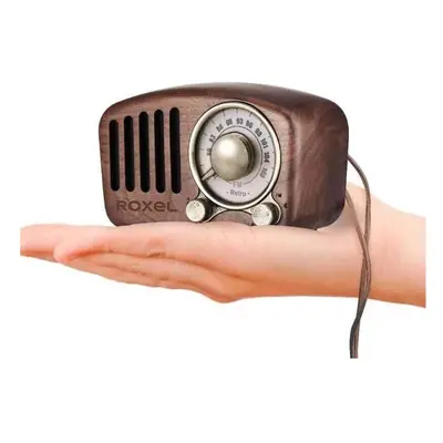 Roxel Retro Mini Wooden FM Radio & Wireless Speaker