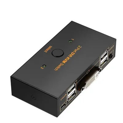 2 Port DVI KVM Switch Adapter In Out USB 2.0 & 4K 30Hz HDMI Splitter Controller For HD TV Comput