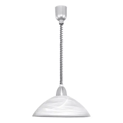 Pendant Light Silver Satin Nickel Shade White Glass Alabaster Bulb E27 1x60W