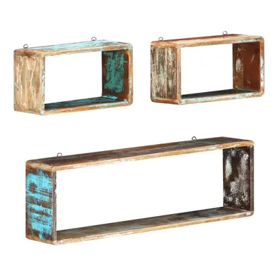 vidaXL Piece Wall Cube Shelf Set Solid Reclaimed Wood Organiser Storage