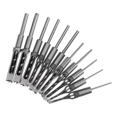 11pcs 6-19mm Woodworking Drill Bit Square Hole Chisel Mortising Kit Tenon Wood Tool