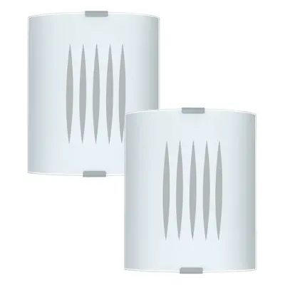 2 PACK Wall Flush Ceiling Light Colour Lines Shade Design Satin Glass E27 60W