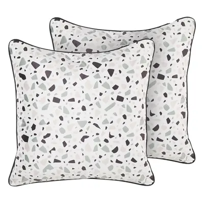 Set of Cushions LAVENDER Velvet x cm Terrazzo Effect White