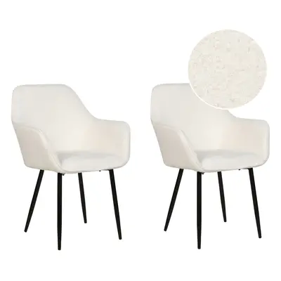 Set of Dining Chairs ALDEN II Boucle White