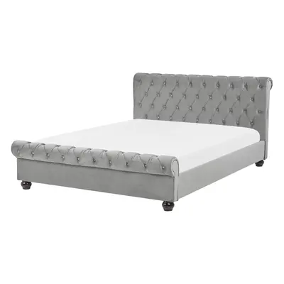 Slatted Bed AVALLON x cm (EU King Size) Velvet Grey