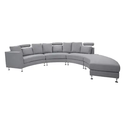 7 Seater Curved Fabric Modular Sofa Light Grey ROTUNDE