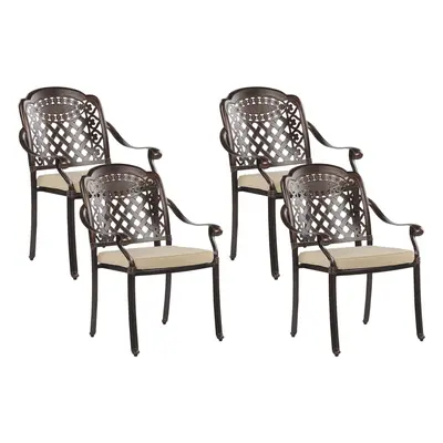 Set of Garden Chairs with Cushions MANFRIA Metal Dark Brown