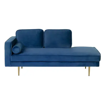 Left Hand Velvet Chaise Lounge Navy Blue MIRAMAS