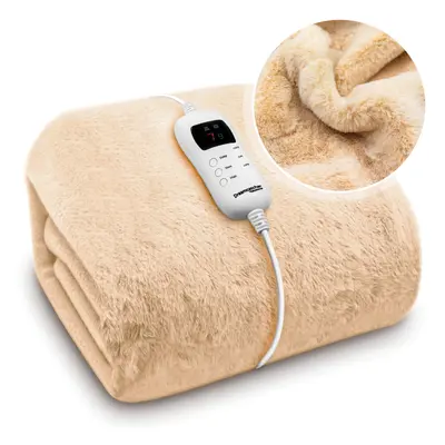 Dreamcatcher Electric Throw Blanket Faux Fur Cream Heat Settings