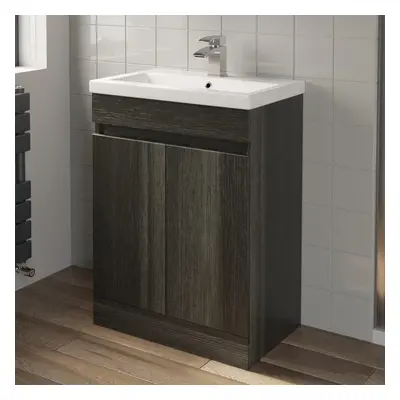 600mm Bathroom Vanity Unit Basin Door Storage Cabinet Furniture Charcoal Grey