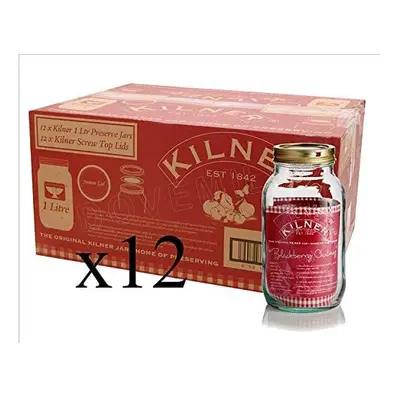 Set of Kilner 1L Screw Top Preserve Preserving Jam Pickle Glass Storage Jar