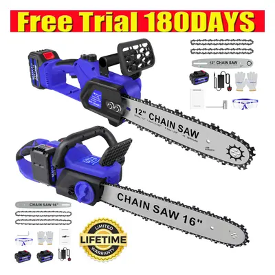 (21V/12" Cordless Chainsaw with 600W Brushless Motor) 2/16 Inch Electric Chainsaw Lightweight Co