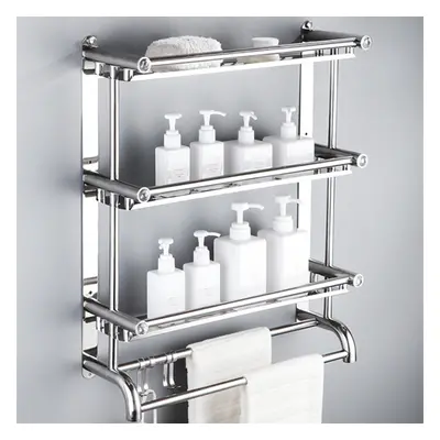 Wall Mount Stainless Steel Storage Basket Shower Bathroom Towel Rack 1/2/3-Layer