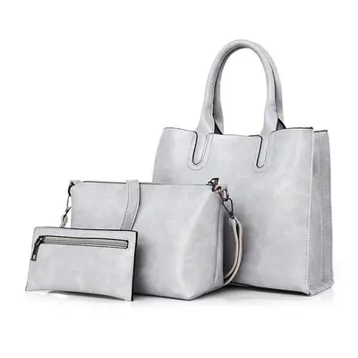 (Gray) PCS Women Vintage Leisure Handbag Oil Wax Leather Crossbody Bag