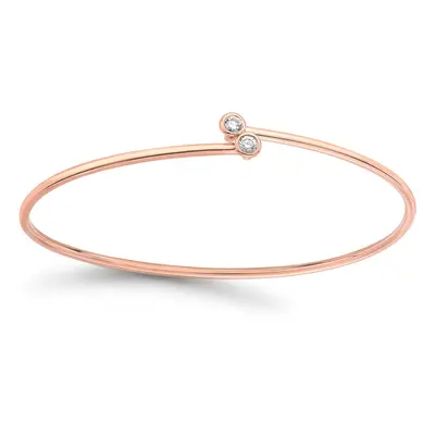 Jewelco London 18ct Rose Gold Diamond Twin Donut Solitaire Crossover Torque Bangle Bracelet 1.5m