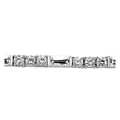 Jewelco London Ladies Sterling Silver Emerald Cut Cubic Zirconia + Alternating Tennis Bracelet 3