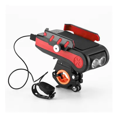 (Red) 4-in-1 4000mAh 550LM Bike Light USB Rechargeable Power Bank Waterproof Phone Holder Headli