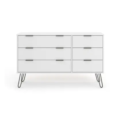 White 3+3 Chest of Drawers Bedroom Living Room Storage Furniture Metal Handles