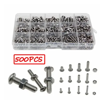 500pPCS Stainless Steel Hex Socket Cap Head Bolts Screws Nuts M3 M4 M5 Kit