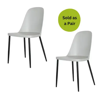 (Grey) Home Source Baldwin Pair of Plastic Dining Chairs