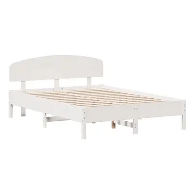 (white, x cm) vidaXL Bed Frame with Headboard Bedstead Bed Base 120x200 cm Solid Wood Pine