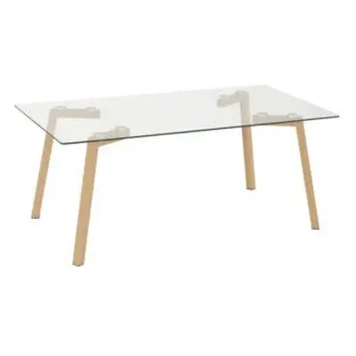 Morton Coffee Table Clear Glass Top/Oak Effect Veneer With Metal Legs