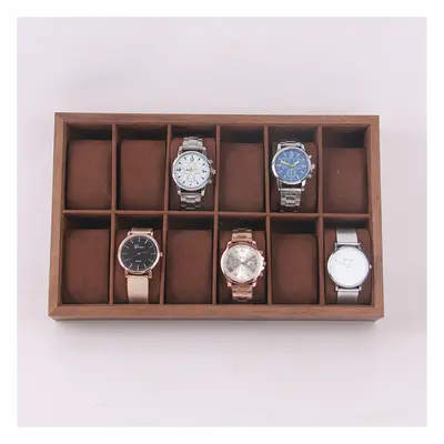 (M) 6/12/18 Slots Wooden Watch Display Tray Collection Storage Case Organizer Box