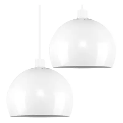 Pair of Mini Retro Gloss White Arco Style Dome Ceiling Pendant Light Shades