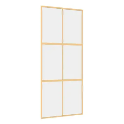 vidaXL Sliding Door Interior Barn Door Gold Clear ESG Glass and Aluminium