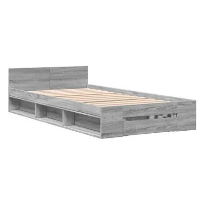 (grey sonoma, x cm) vidaXL Bed Frame with Drawers Bed Base Smoked Oak 200x200 cm Engineered Wood