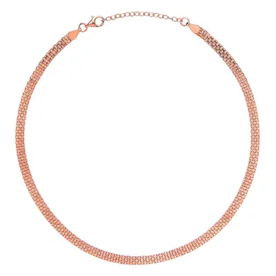 Jewelco London Ladies Rose Gold-Plated Sterling Silver Bismark Flat Cage Choker Collarette Neckl