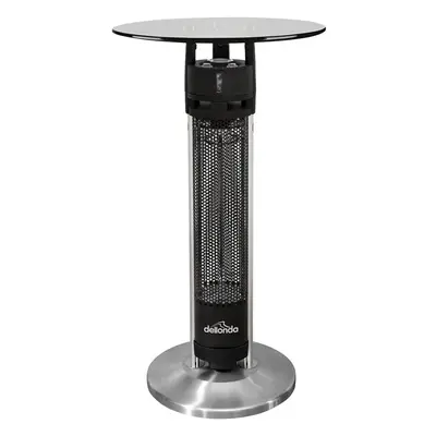 Dellonda Bistro Table Heater with LED & Sensors, Tempered Glass Top, 95cm, Black/Stainless Steel