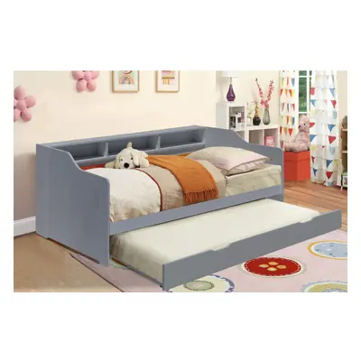 (Grey, With x Kerri Mattress) 3ft Wooden Bed with Trundle, Grey, White or Caramel With Shelving