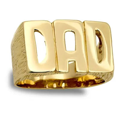 (R) Jewelco London Men's Solid 9ct Yellow Gold Barked Sides DAD Ring