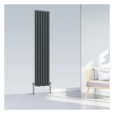 (1800x354mm Double, Anthracite) NRG Oval Column Designer Radiator Horizontal Vertical Central He