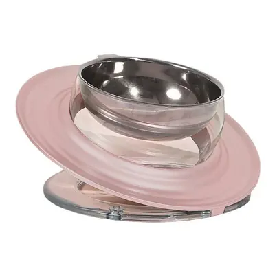 (Pink) Cat Feeder Bowl Dry Wet Separation Rotating Design Foodgrade Material Anti-slip Design Re