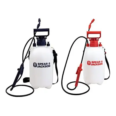 5 Litre Pump Action Pressure Sprayer - Twin Pack - Colour Coded - Avoid Mixing Water and Weedkil