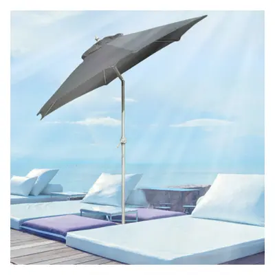 2m Black Aluminium Parasol Garden Umbrella with Tilt Mechanism