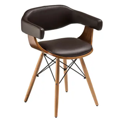 Premier Housewares Brown Leather Effect Beech Wood Legs Chair