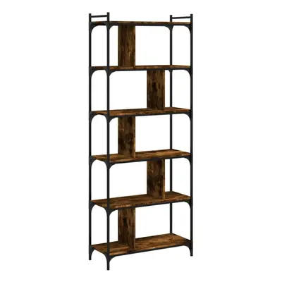 (smoked oak, x x cm) vidaXL Bookcase Office 6-Tier Book Shelf Rack Storage Cabinet Engineered Wo