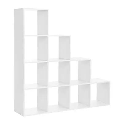 VASAGLE Bookcase, Stair Organiser, Open Cubes, Wooden Display Shelf, Free Standing Shelf, 129.5 