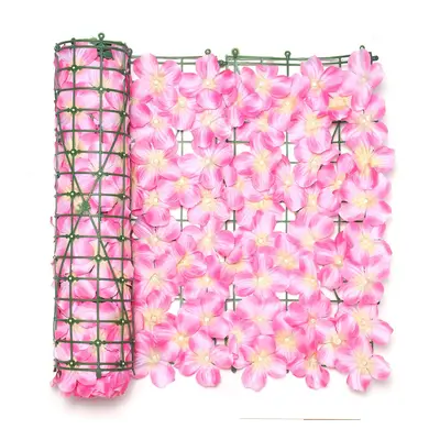 (Pink) 0.5*3M Artificial Ivy Hedge Grass Wall Panel Artificial Leaves Plants Greenery Garlands H